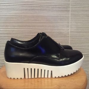 Opening Ceremony Zip-Front Shiny Platform Oxfords